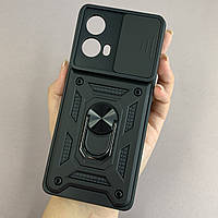 Чохол для Motorola Moto G85 протиударний з підставкою зі шторкою на телефон моторола мото г85 чорний crt