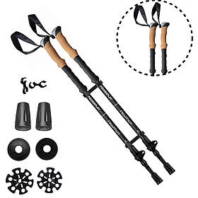 Трекінгові палиці PowerPlay 9107 Friluftsliv Black/White 80-135 см (пара)