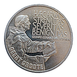 Нідерланди 2½ ECU, 1990 650 років від дня народження римо-католицького диякона Герта Грота, фото 3