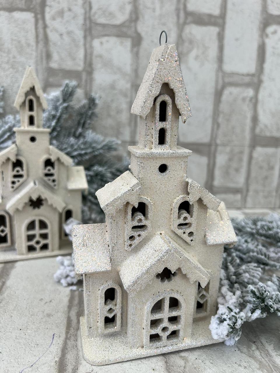 Будиночок дерев"яний ручної роботи, підвіска новорічна з дерева,  Розмір: h 18х4х10 см, фото 1