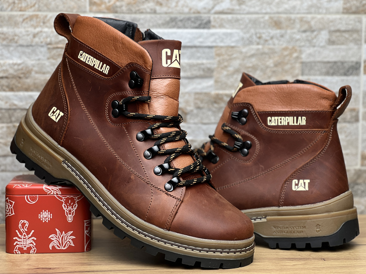 Зимові шкіряні черевики на хутрі CAT Rider Expedition, фото 1