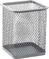 Підставка для ручок квадратна, металева, срібляста сітка 80х80х97мм., BM.6201-24