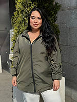 Демісезонна жіноча куртка вітровка 027 (р.52-70) хакі