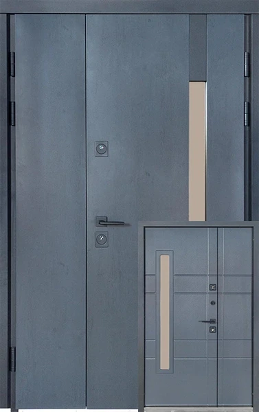 Вхідні двері Булат Термо House 1200мм Kale модель 705/431 темний антрацит / вулична антрацит сірий, фото 1