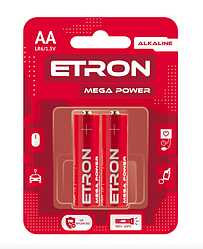 Батарейки ETRON Mega Power AA (LR6) 2 шт.