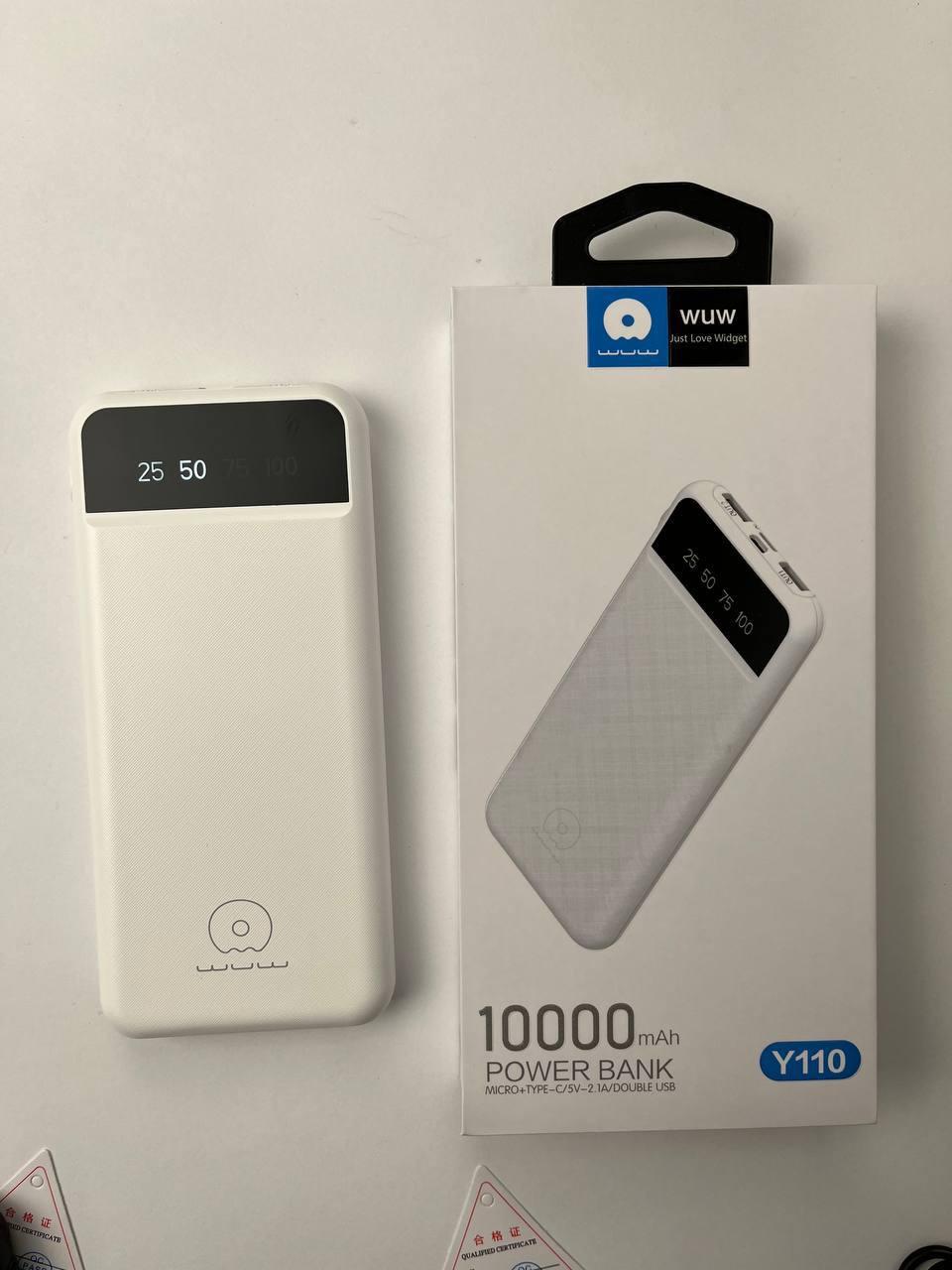 Павер Банк WUW Y110 2USB+Micro+Type-C LCD (10000mAh) Білий, фото 1