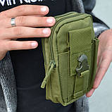 Тактична сумка - сумка для телефону, система MOLLE органайзер тактичний з кордури. Колір: хакі ZC-86, фото 5