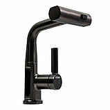 Кухонний змішувач Platinum A239 PVD чорний з індикатором, лійкою та 3 режимами, розсувний, фото 5