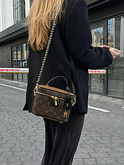 Сумочка жіноча Louis Vuitton натуральна шкіра коричнева Сумка-бочонок на ланцюжку луї віттон якісна крута