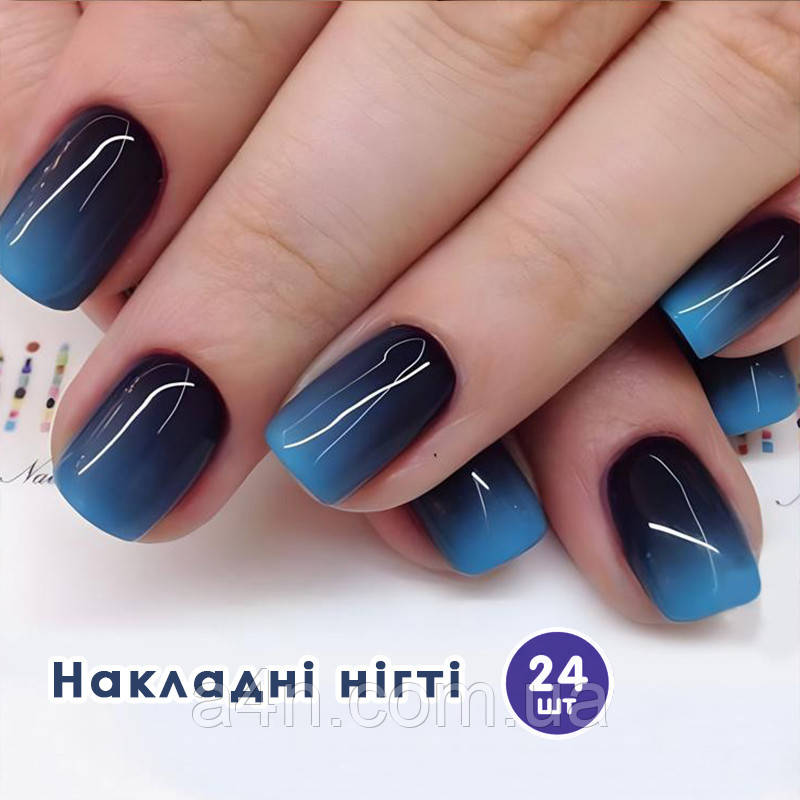 Накладні нігті 24 шт. + клей або клейові стики для нігтів, квадрат для манікюру