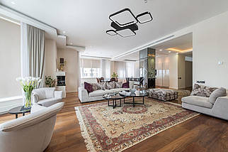 Світильник сучасний підвісний світлодіодний стельовий 3 кольори чорний накладний, люстра 128 Вт, фото 3