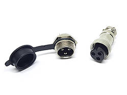 Роз'єм GX16-3 контакти (3 pin) пара (Гніздо з вологозахисною заглушкою + штекер)