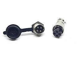 Роз'єм GX16-4 контакти (4 pin) пара (Гніздо з вологозахисною заглушкою + штекер)