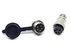 Роз'єм GX16-5 контактів (5 pin) пара (Гніздо з вологозахисною заглушкою + штекер)