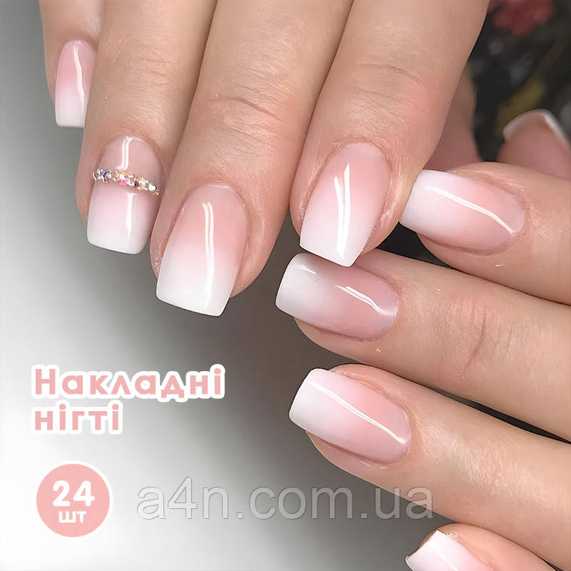 Накладні нігті 24 шт. + клей для нігтів, квадрат для манікюру