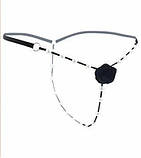 Стринги еротичні з перлинами намистинами відкриті One size чорні (BUSr-bl), фото 3