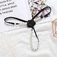 Стринги еротичні з перлинами намистинами відкриті One size чорні (BUSr-bl)