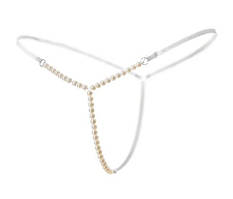 Стринги еротичні з перлинами намистинами відкриті One size білі (BUSn-wh)