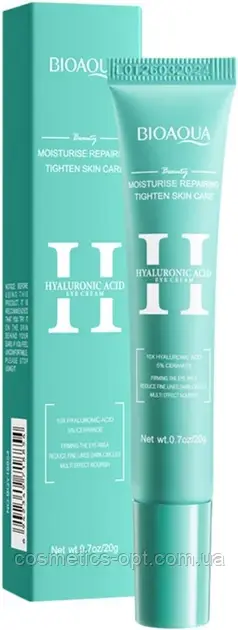 Крем під очі з гіалуроновою кислотою та рослинними екстрактами Bioaqua Hyaluronic Acid Eye Cream, 20 г