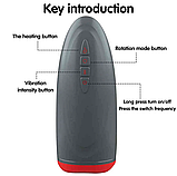Мастурбатор чоловічий із вібрацією, Вібратор з обертанням, Оральний мастурбатор із ротацією, Стимулятор члена, Інті, фото 3
