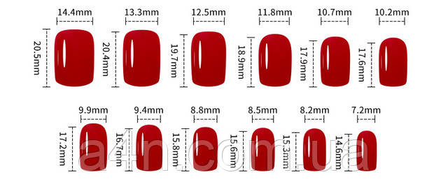 Размеры накладных ногтей