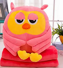Іграшка Сова розова плед-подушка - трансформер 3 в 1 для дітей і дорослих