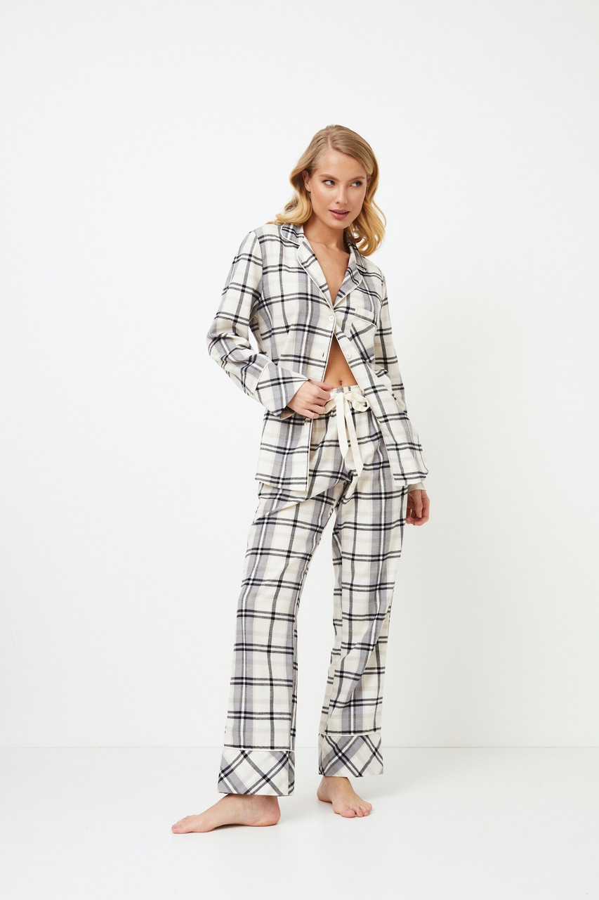 Піжама жіноча фланелева сорочка та штани Aruelle Henrietta pajama long