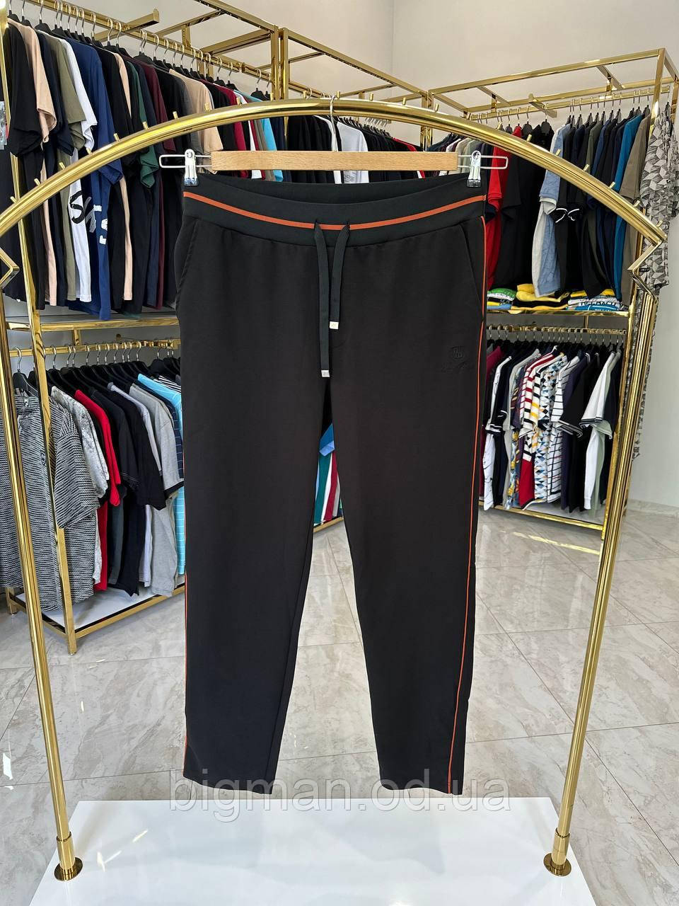 Чоловічі спортивні штани LORO 2426 (батал) 3-7XL чорні прямі