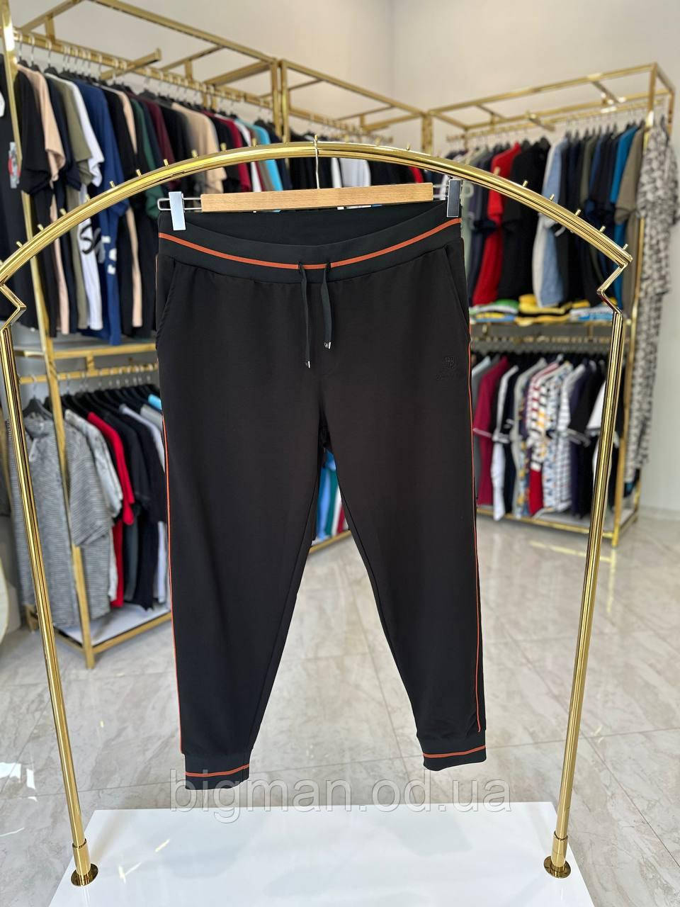 Чоловічі спортивні штани LORO 2426 (батал) 3-7XL чорні манжет