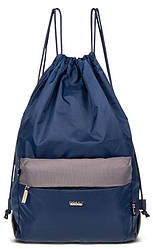 Рюкзак сумка мішок торбинка для змінного взуття синій тканинний спортивний міський з кишенями Dolly 848 28х43х14 см