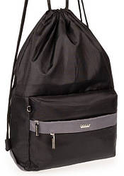 Рюкзак сумка мішок торбинка для змінного взуття чорний тканинний спортивний міський з кишенями Dolly 849 28х43х14 см