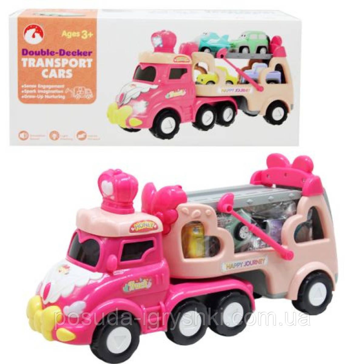 Автовоз інерційний, озвучений, зі світлом, в коробці G0101 розмір іграшки 33см., фото 1