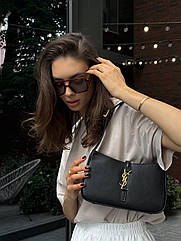 Шикарна жіноча сумка YSL Premium Hobo натуральна шкіра чорна півкругла на плече високої якості