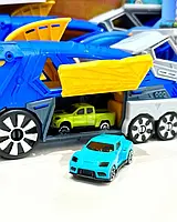 Набір з транспортом P932-A трейлер розміром 33см, на запуску, машина 2шт, в коробці, 36-19,5-8,5см, фото 3