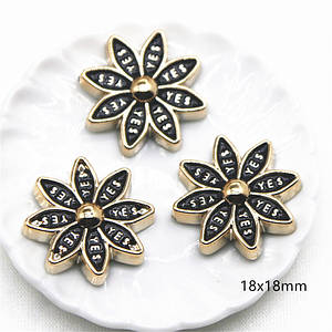 Кабашон "Квітка YES" / Серединки для бантиків / 2 см / Упаковка - 5 шт / Чорний №43