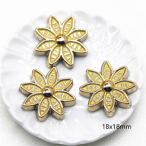 Кабашон "Квітка YES" / Серединки для бантиків / 2 см / Упаковка - 5 шт / Жовтий №31