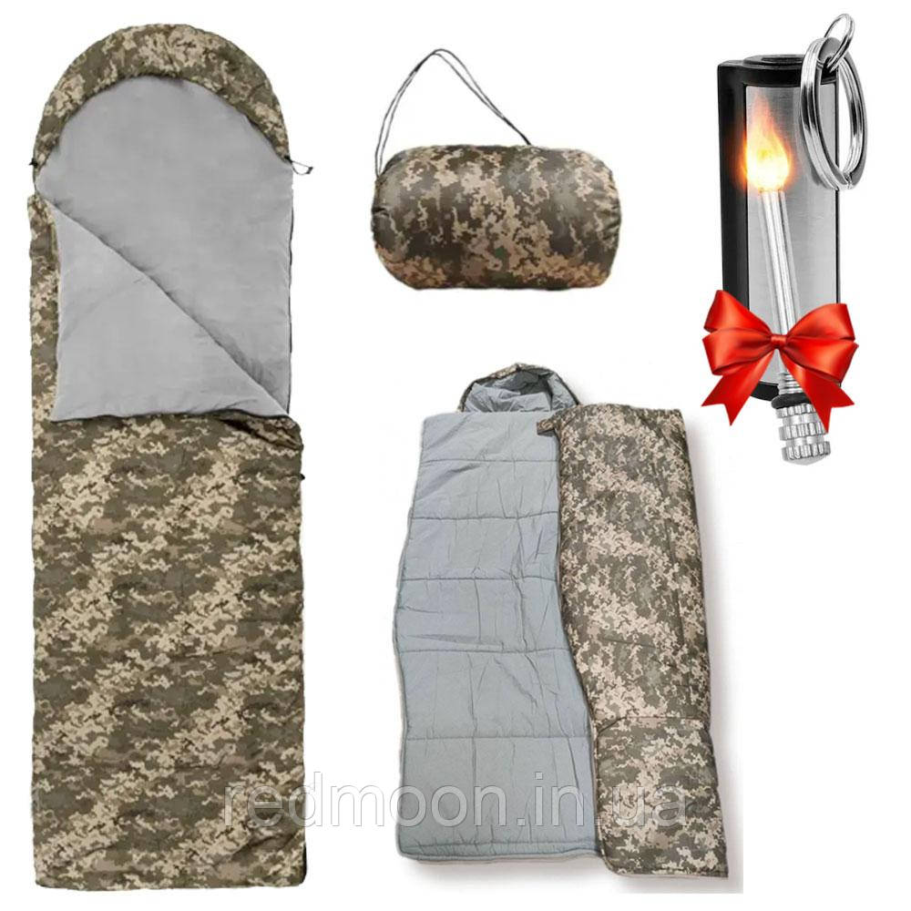 Спальний мішок 210х70 см + Подарунок Вічний сірник Make Fire / Зимовий спальник ковдра / Тактичний спальник