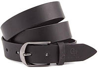 Черный мужской классический ремень из итальянской кожи 35мм Grande Pelle Labbro