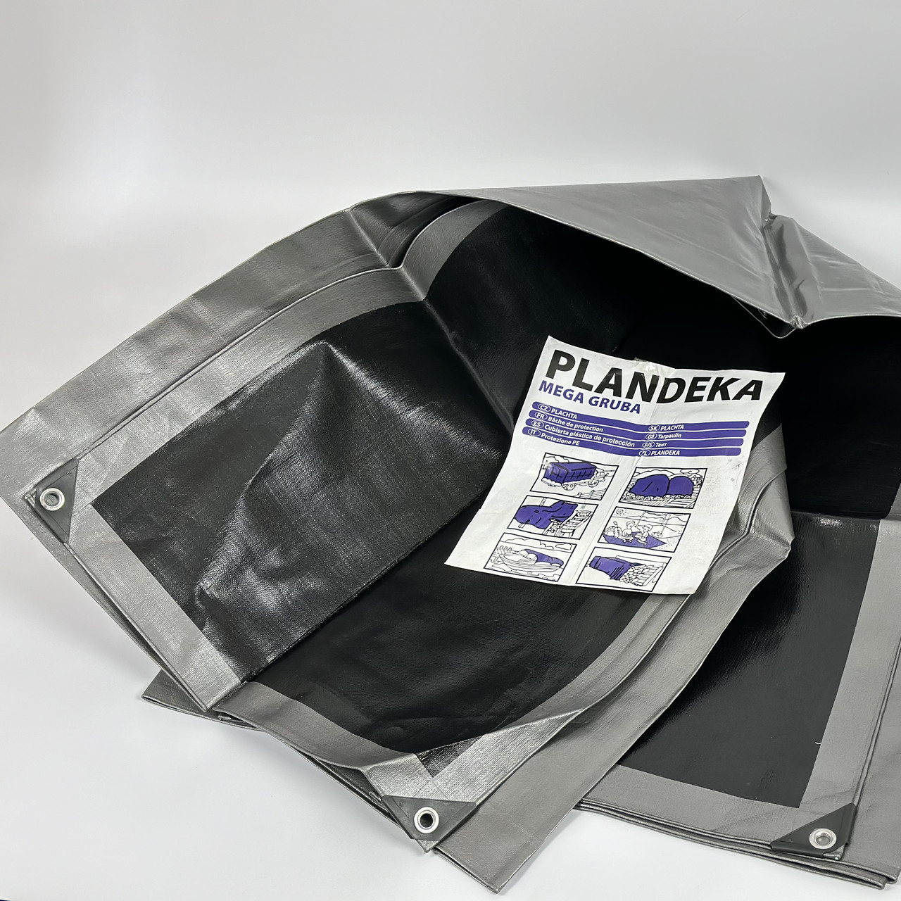 Тент Plandeka Mega Gruba Сіро-чорний 260 г/м² 5х5 м Будівельний тент із металевими люверсами, фото 1