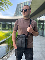 Шкіряна чоловіча чорна сумка-барсетка з ручкою Tiding Bag 73957, фото 4