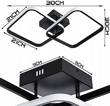 Cвітильник cвітлодіодний стельовий Plafon Modern Chandelier 28W квадратний чорний, фото 5