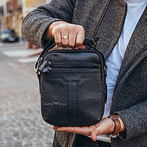 Чоловіча шкіряна сумка-месенджер через плече Tiding Bag A25-3278A Чорна, фото 4