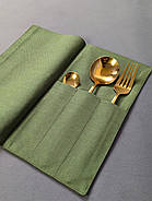 Куверт чохол для столових приборів К1 Тефлон Оливково Зелений, фото 4