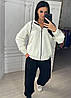 Стильний жіночий костюм BAVINCHI прикрашений стразами (трикотаж двунить Туреччина) батал великі розміри Молочний, фото 5