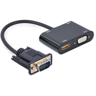 Перехідник Cablexpert VGA to HDMI/VGA+audio 3.5mm (A-VGA-HDMI-02), фото 1