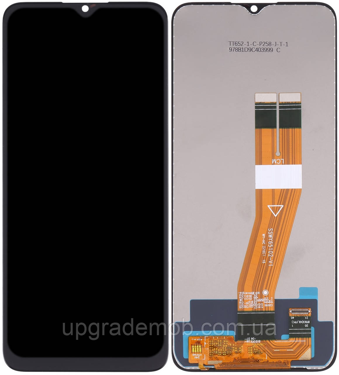 Дисплей модуль тачскрин Samsung A037G Galaxy A03s чорний 163 x 72 mm з жовтим шлейфом