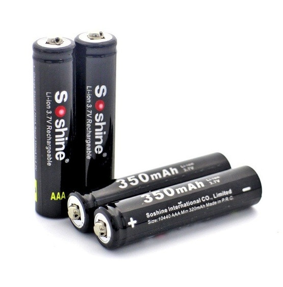 Акумулятор 10440/AAA Li-Ion Soshine 10440-3.7-350 350mAh, 3A, 4.2/3.7/2.5V, Black