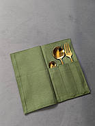 Куверт чохол для столових приборів К1 Тефлон Оливково Зелений, фото 5