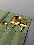 Куверт чохол для столових приборів К1 Тефлон Оливково Зелений, фото 6