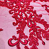 Лейс нашивний червоний, розштитий бісером 65х40 см, фото 5